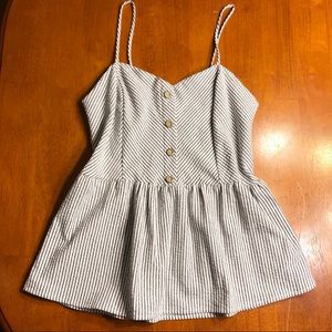 White and Grey Striped Tank Top